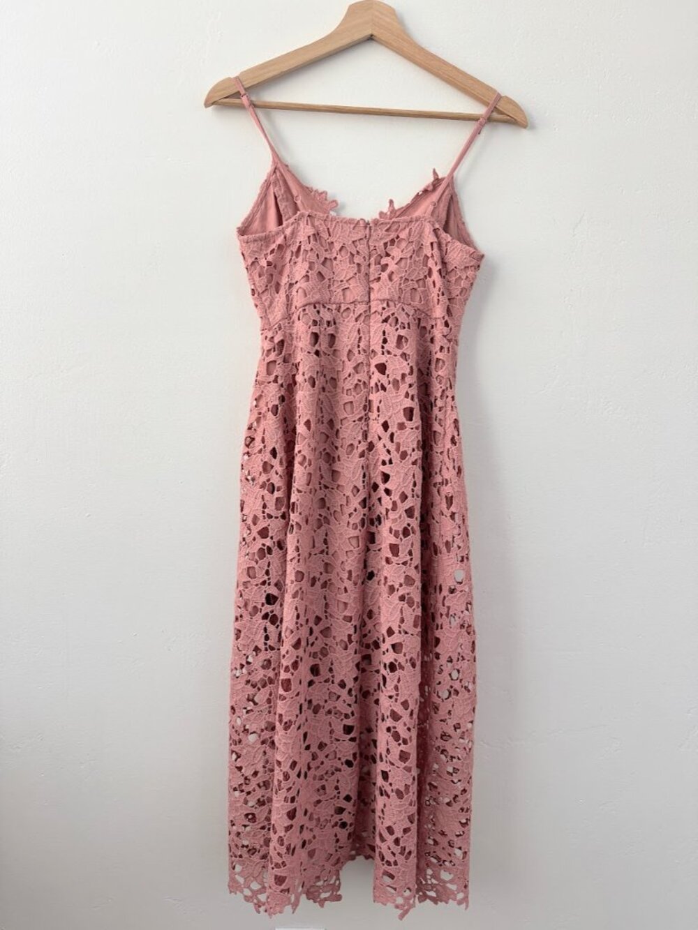 ASTR the Label Lace Midi Dress Pink Spaghetti Strap Fit Flare Boho Size S - Picture 11 of 12